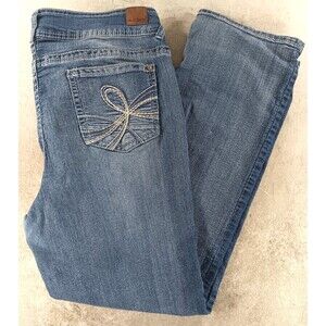 Wallflower Luscious Curvy Fit Jeans Bootcut Embroidered Flap Pocket Size 14